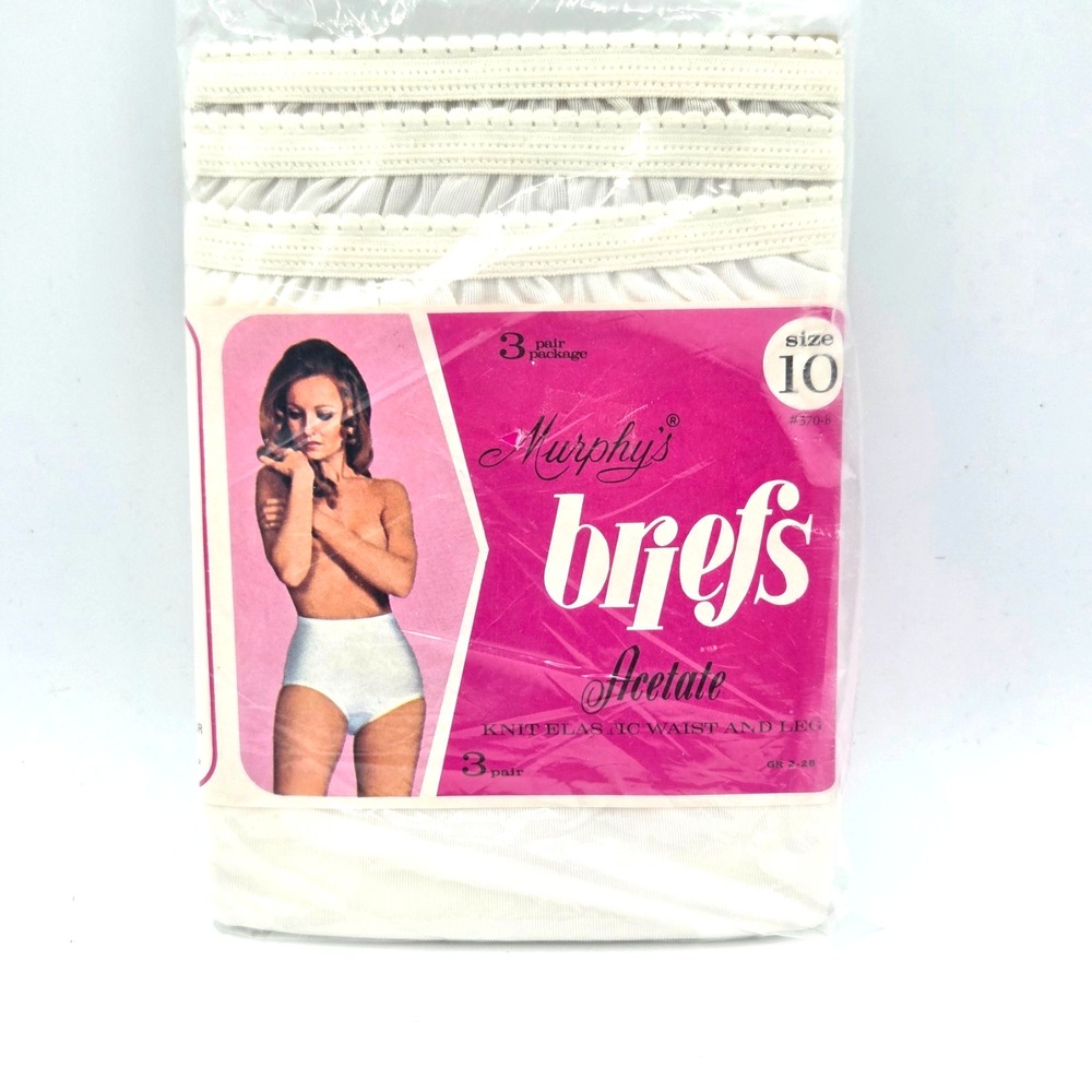 VINTAGE Women's MURPHY'S Acetate Granny Panties Pure White Size 10 Hips 44 NEW